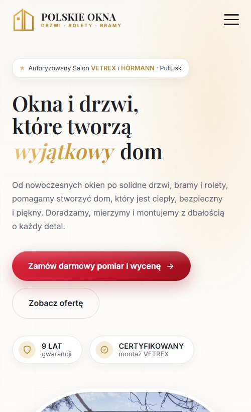 Realizacja: mobilna wersja strony salonu okien Polskie Okna